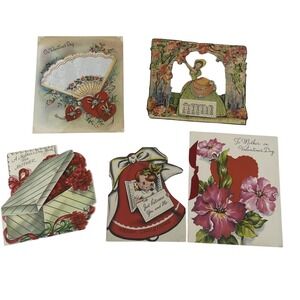 Vintage Greeting Card Lot 5pc 1951 Calendar Hallmark Valentine Mother‎ Christmas